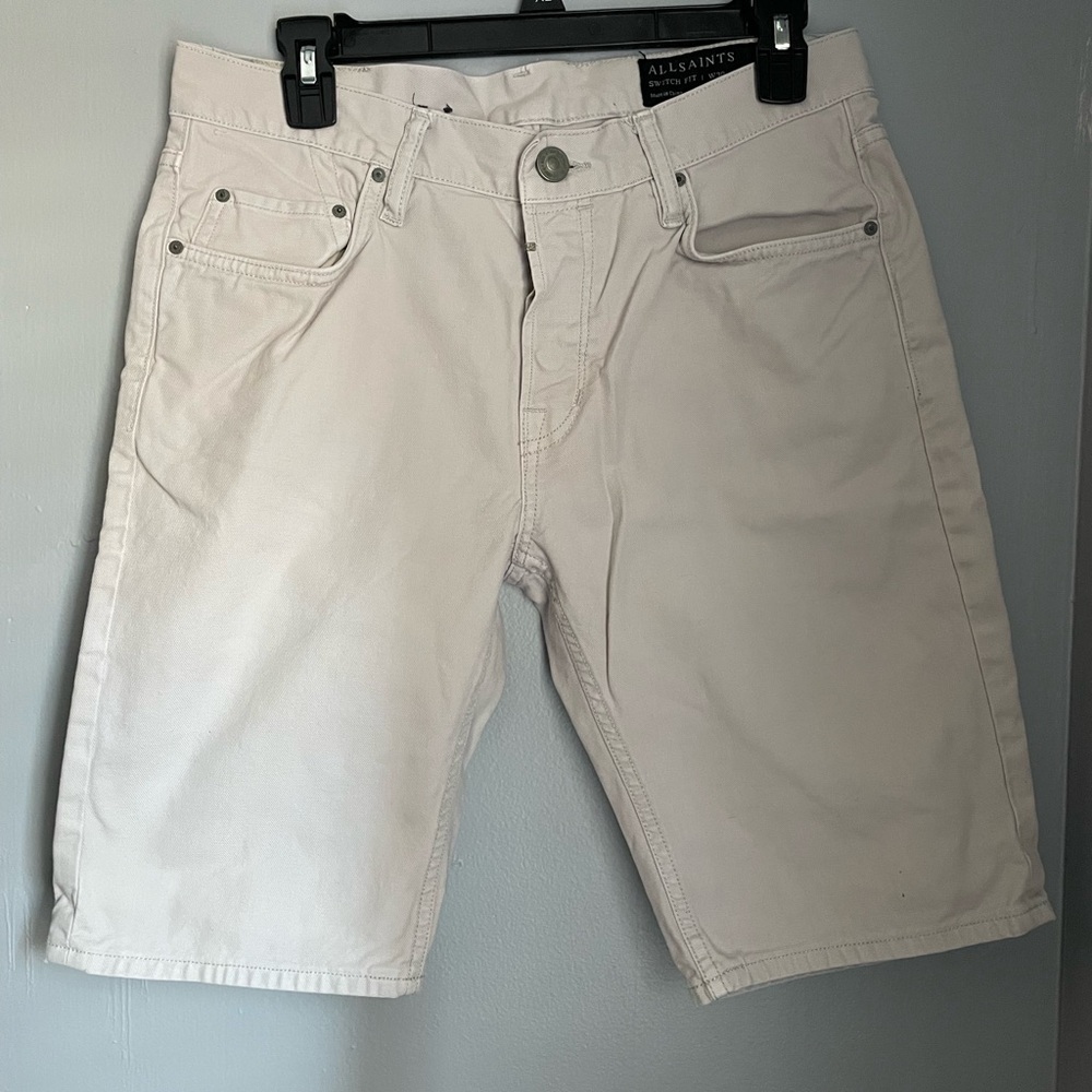 All Saints Men's Light Tan Jean Shorts